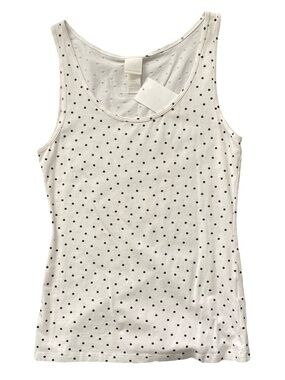 NWT H&M White Polka Dot Cotton Elastic Tank Top Size S